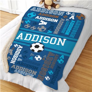 Personalized Word-Art Sports Sherpa Blanket by Gifts For You Now