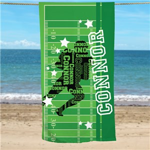 Word-Art Personalized Sports Player Beach Towel by Gifts For You Now
