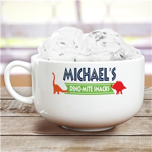 Image of Dino-Mite Ceramic Personalized Snack Bowl