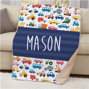 Personalized Kid's Truck Sherpa Blanket by Gifts For You Now