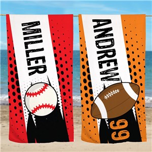 Personalized Sports Ball Beach Towel by Gifts For You Now