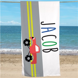 Personalized Red Truck Kid's Beach Towel by Gifts For You Now