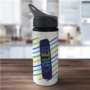 Stripes and Name Personalized Aluminum Bottle by Gifts For You Now