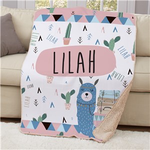 Image of Personalized Backpacking Llama Sherpa Blanket 50"x60"