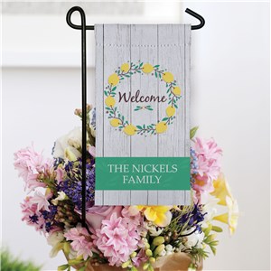 Personalized Lemon Welcome Wreath Mini Garden Flag by Gifts For You Now