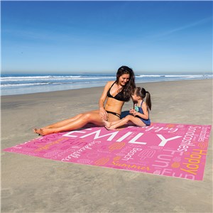 Personalized Summer Fun Word Art 60x72 Beach Towel by Gifts For You Now