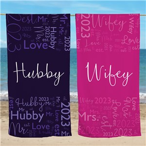 Personalized Wedding Word Art Beach Towel by Gifts For You Now