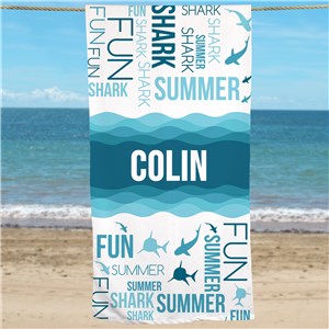 Personalized Ocean Icon Word Art Beach Towel by Gifts For You Now