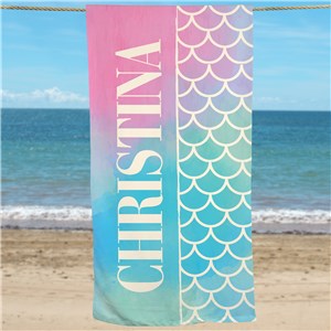 Mermaid Scales Personalized Beach Towel by Gifts For You Now