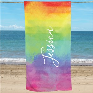 Tie Dye Rainbow Personalized Beach Towel by Gifts For You Now