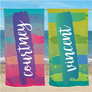 Personalized Gradient Splash Beach Towel by Gifts For You Now