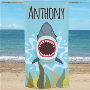 Personalized Shark Bite Beach Towel by Gifts For You Now