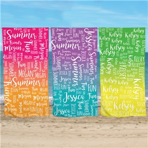 Personalized Summer Fun Gradient Word Art Beach Towel by Gifts For You Now