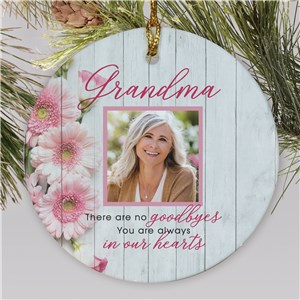 Personalized Memorial Flowers Round Ceramic Christmas Ornament by Gifts For You Now