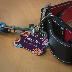 Personalized Purple Daisy Dog Bone Tag by Gifts For You Now