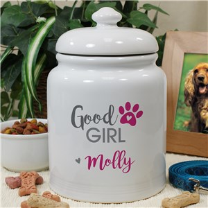 Personalized Good Pet Treat Jar - Pink - Large by Gifts For You Now