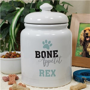 Personalized Bone Appetit Treat Jar - Navy - Small by Gifts For You Now