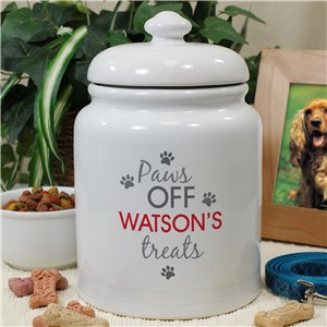 Personalized Paws Off Treat Jar - Pink - Large by Gifts For You Now