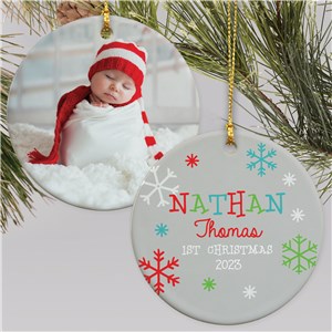 Personalized Baby's First Christmas Snowflake Double Sided Christmas Ornament by Gifts For You Now