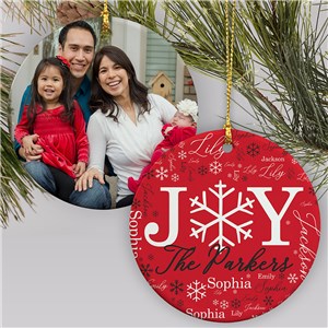 Personalized Joy Photo Word-Art Double Sided Round Christmas Ornament by Gifts For You Now