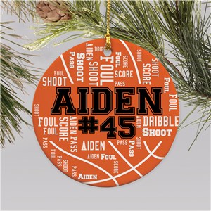 Personalized Basketball Word Art Round Christmas Ornament by Gifts For You Now