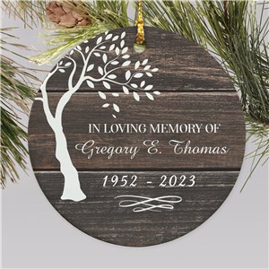 Personalized In Loving Memory Tree Round Memorial Christmas Ornament For Dad by Gifts For You Now