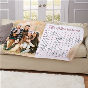 Personalized Photo Word Search Sherpa Blanket by Gifts For You Now