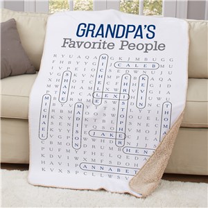 Personalized Favorite People Word Search Sherpa Blanket by Gifts For You Now