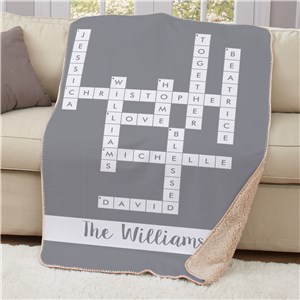 Personalized Family Name Crossword 50x60 Sherpa Blanket by Gifts For You Now