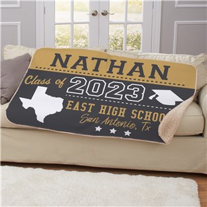 Personalized Class Of With State Graduation Sherpa Blanket by Gifts For You Now