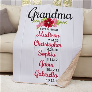 Personalized Established With Flowers Sherpa Blanket by Gifts For You Now