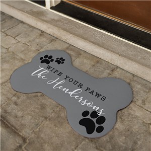 Personalized Wipe Your Paws Bone Shaped Mat by Gifts For You Now