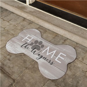 Personalized Dog Home Bone Shaped Mat by Gifts For You Now