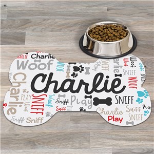 Personalized Dog Word Art Bone Shaped Mat by Gifts For You Now
