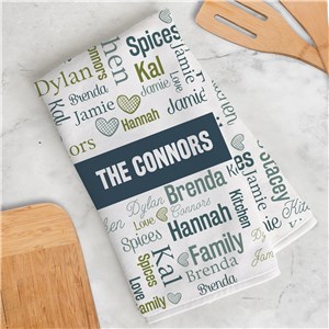 Personalized Family Banner Word Art Dish Towel by Gifts For You Now