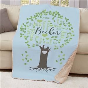Personalized Family Tree Word Art Sherpa Blanket by Gifts For You Now