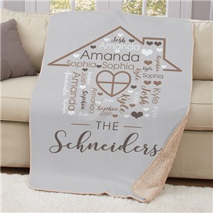 Personalized House Word Art Sherpa Blanket by Gifts For You Now