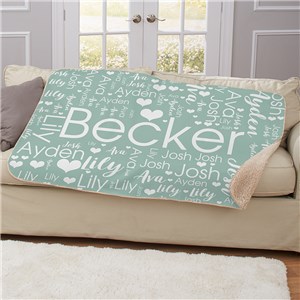 Personalized Single Color Word Art Sherpa Blanket by Gifts For You Now