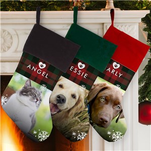 Personalized Plaid Pet Photo Stocking by Gifts For You Now