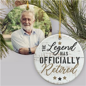 Personalized Retirement Legend Photo Double Sided Round Christmas Ornament by Gifts For You Now