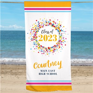 Personalized Class Of with Colorful Confetti Beach Towel by Gifts For You Now