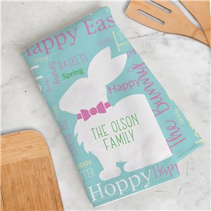 Personalized Bow Tie Bunny Word Art Dish Towel by Gifts For You Now