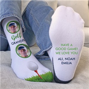 Personalized Golf Title with Photo Crew Socks by Gifts For You Now