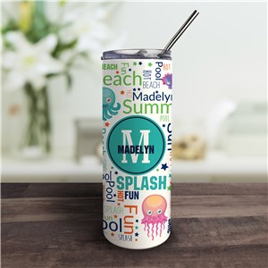 Personalized Sea Creature Word Art Tumbler with Straw by Gifts For You Now