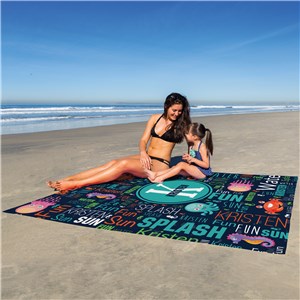 Personalized Sea Creature Word Art 60x72 Beach Towel by Gifts For You Now