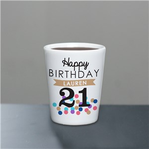 Personalized Happy Birthday Confetti Shot Glass by Gifts For You Now