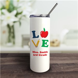 Personalized Love to Teach Tumbler with Straw by Gifts For You Now