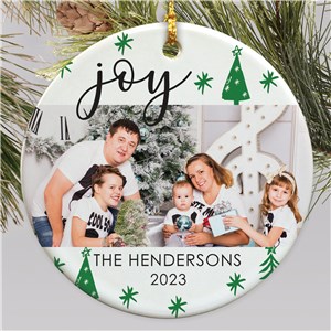 Personalized Joy Christmas Trees Round Christmas Ornament by Gifts For You Now