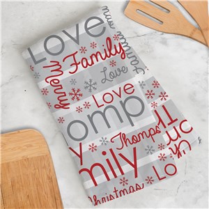 Personalized Gray Plaid Holiday Word Art Dish Towel by Gifts For You Now