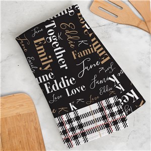 Personalized Plaid Family Name Word Art Dish Towel by Gifts For You Now